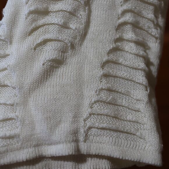 Anne Klein Cream Textured Cardigan Sweater Silk & Linen Blend Large - Picture 4 of 12